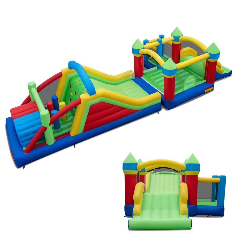 Inflatable Obstacle Course Bounce House with Dual Slides and Tunnels without Blower by DirectDeals
