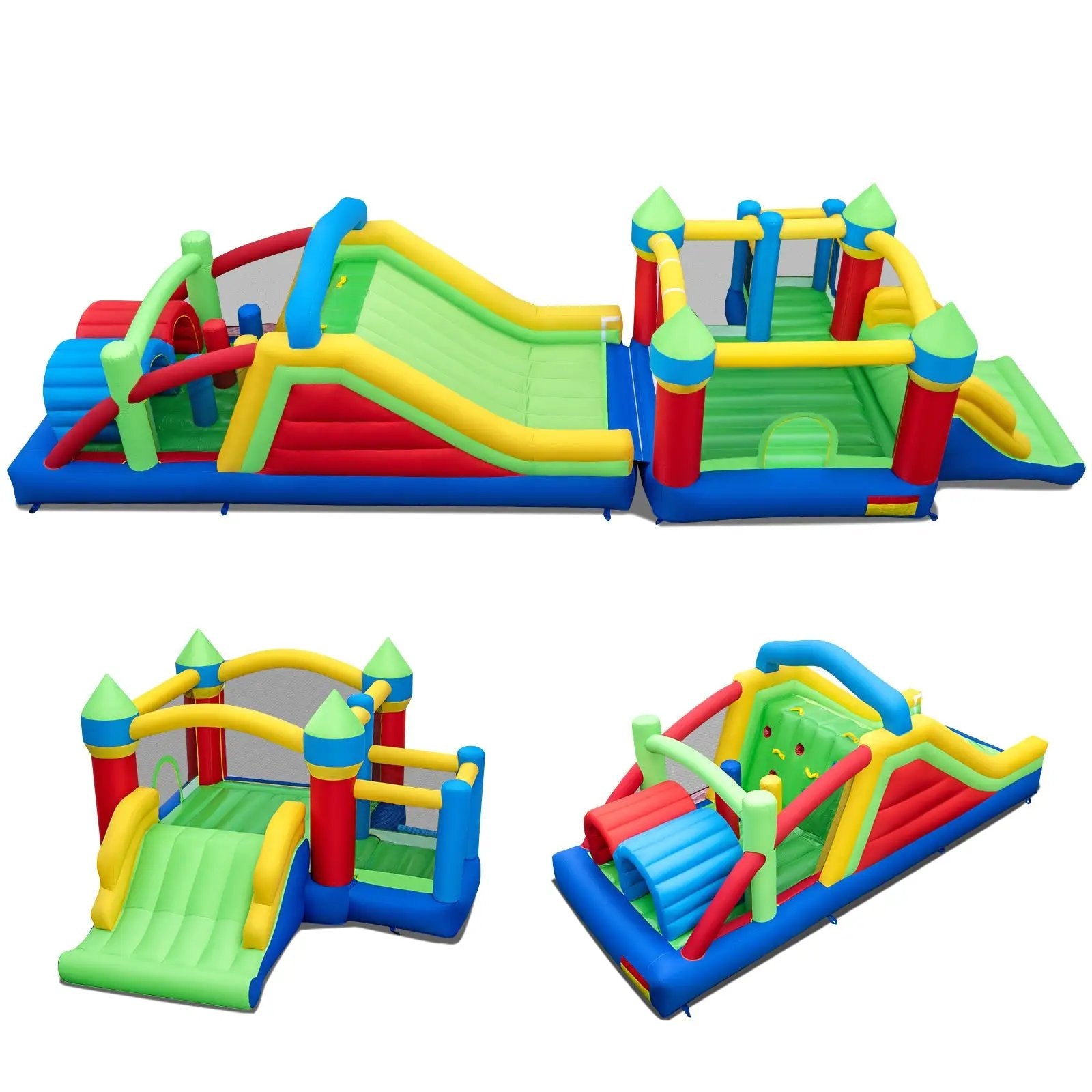 Inflatable Obstacle Course Bounce House with Dual Slides and Tunnels without Blower by DirectDeals