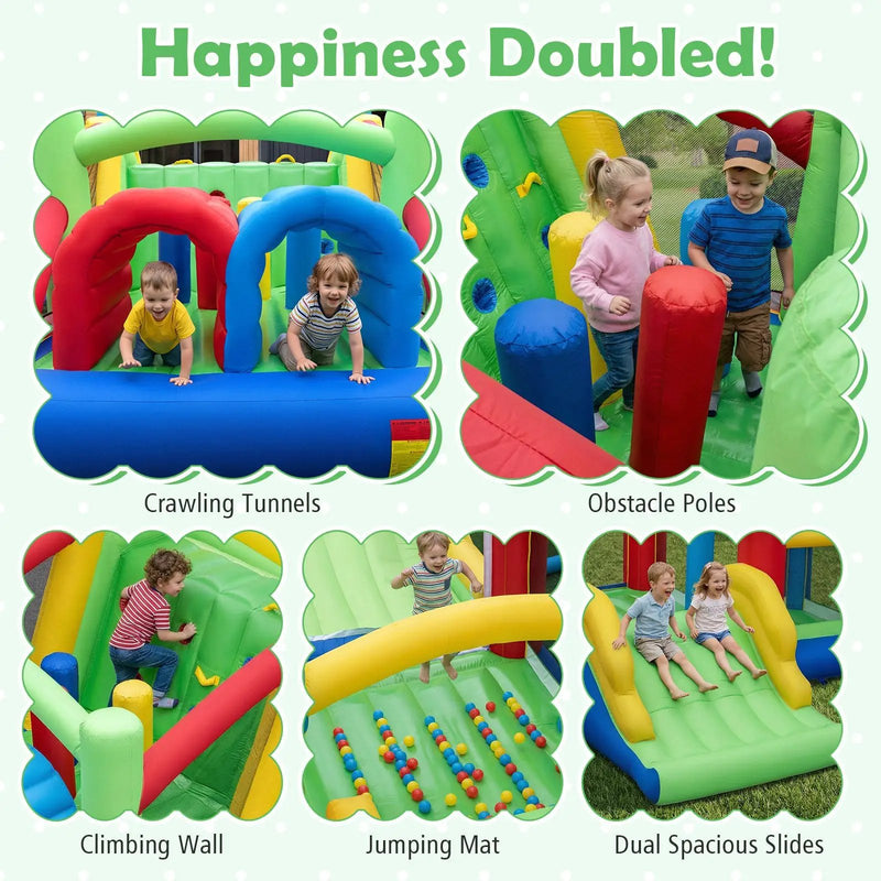 Inflatable Obstacle Course Bounce House with Dual Slides and Tunnels without Blower by DirectDeals