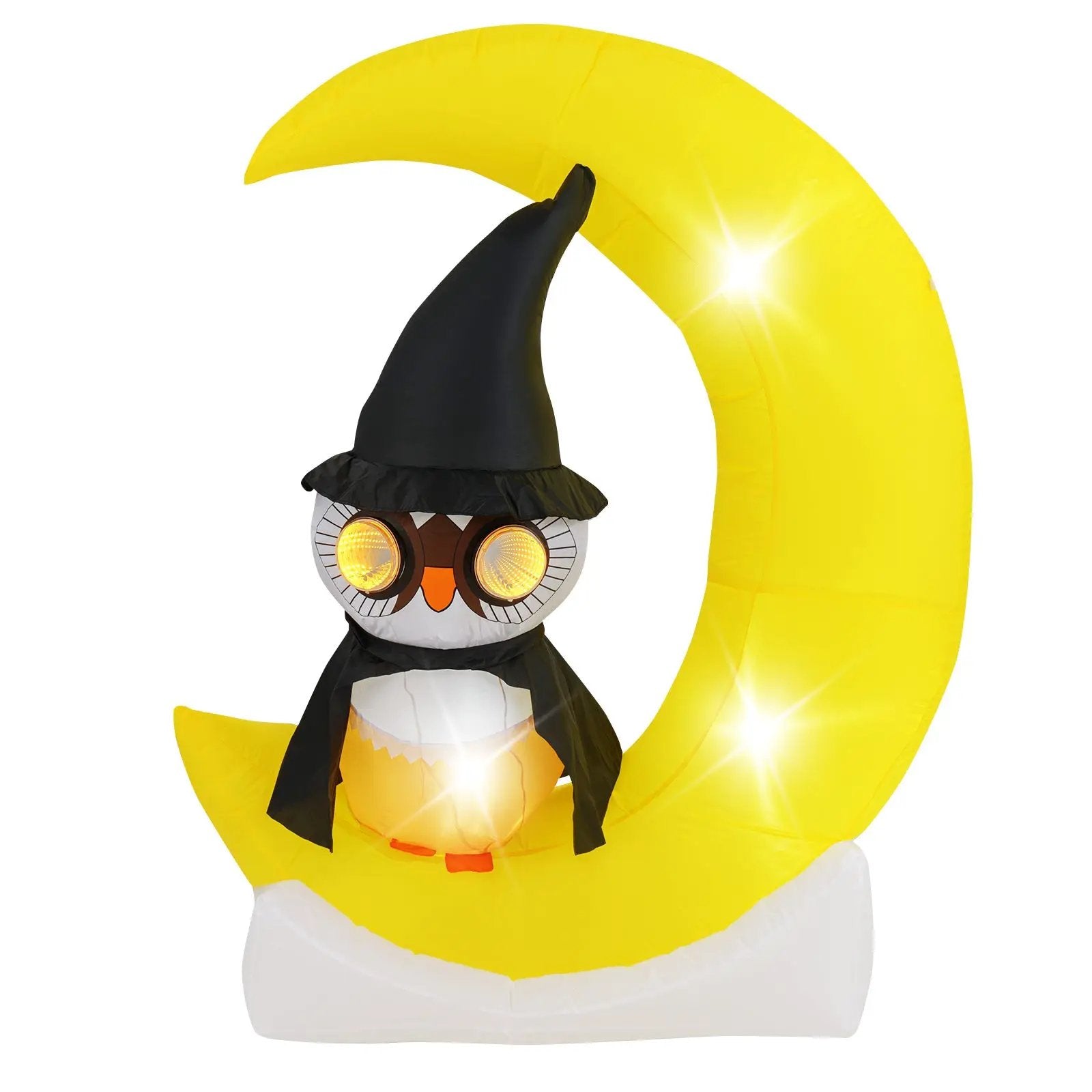 Inflatable Owl on Moon LED Lighted Halloween Decoration with Large Moon and Wizard Owl by DirectDeals