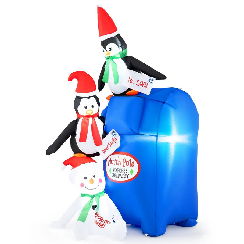 6 Feet Lighted Christmas Inflatable Penguins and Snowman with Built-in LED Lights by DirectDeals