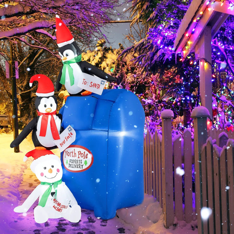 6 Feet Lighted Christmas Inflatable Penguins and Snowman with Built-in LED Lights by DirectDeals