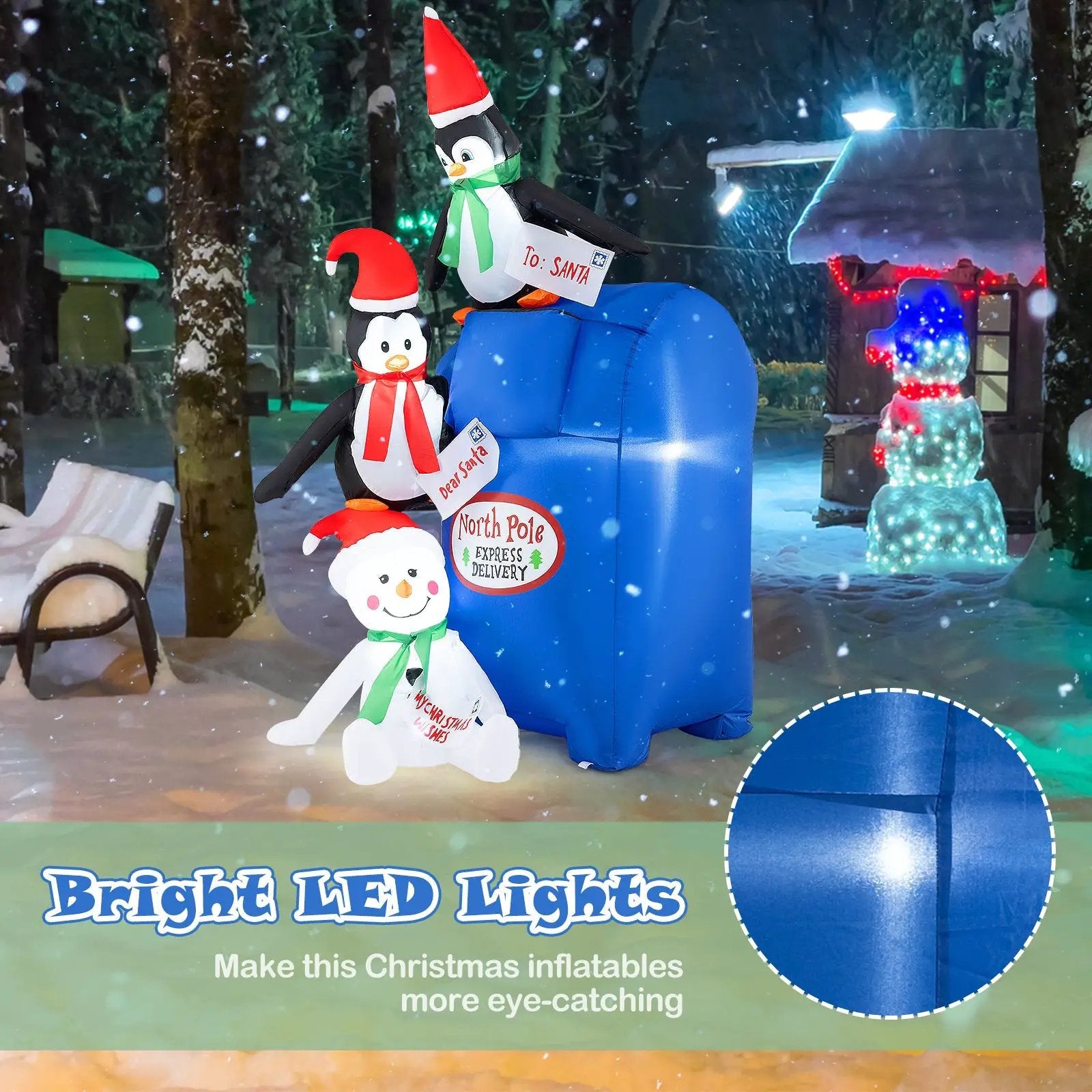 6 Feet Lighted Christmas Inflatable Penguins and Snowman with Built-in LED Lights by DirectDeals