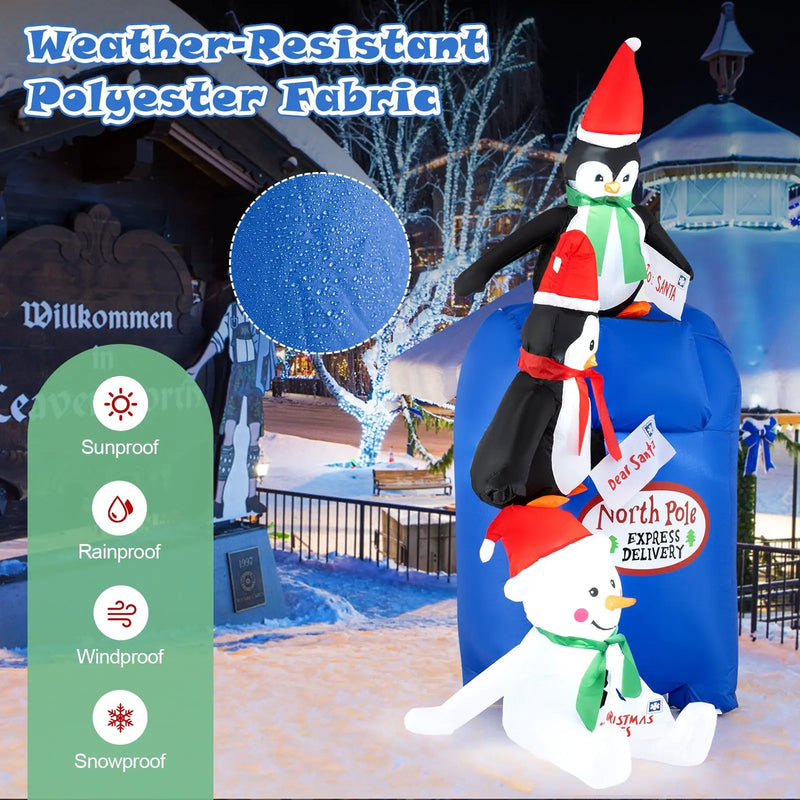 6 Feet Lighted Christmas Inflatable Penguins and Snowman with Built-in LED Lights by DirectDeals