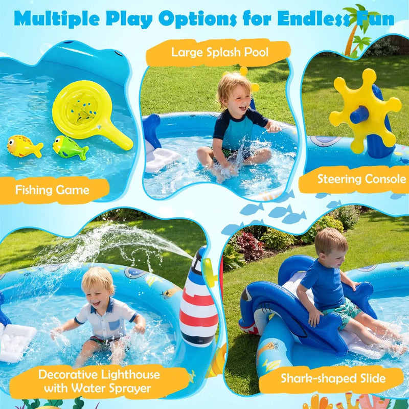 Inflatable Play Center Marine Life Spray Pool with Shark by DirectDeals