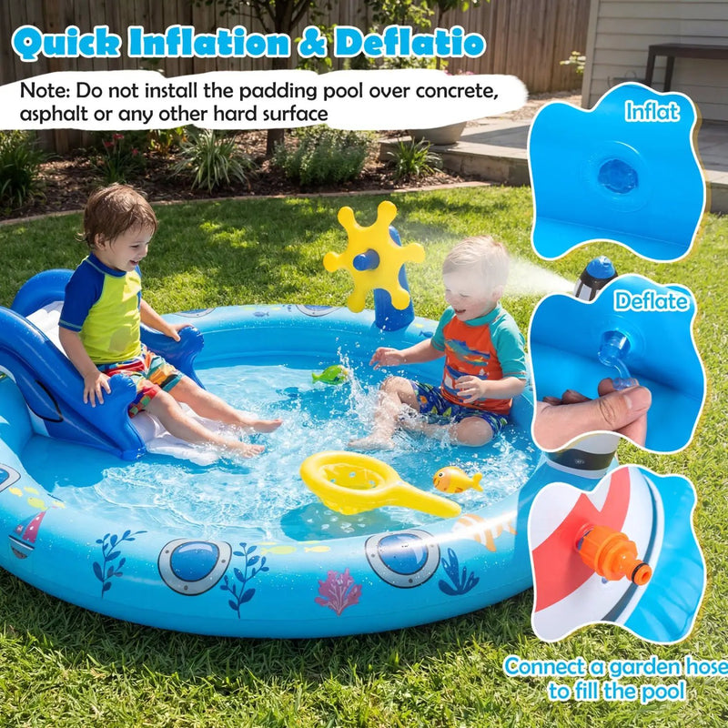 Inflatable Play Center Marine Life Spray Pool with Shark by DirectDeals