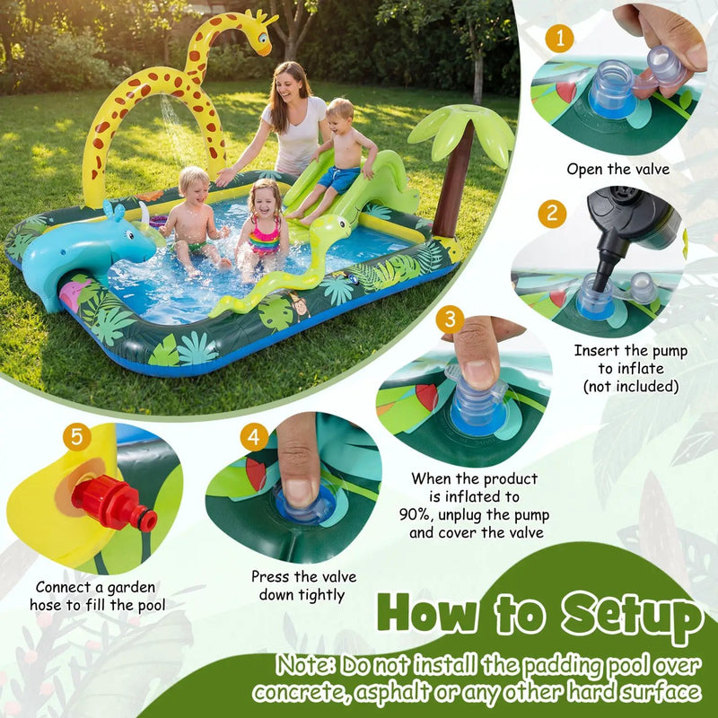 Inflatable Play Center Jungle Animal Spray Pool with Slide Giraffe by DirectDeals