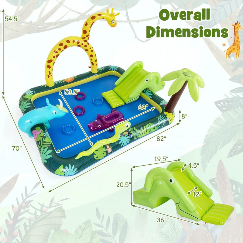 Inflatable Play Center Jungle Animal Spray Pool with Slide Giraffe by DirectDeals