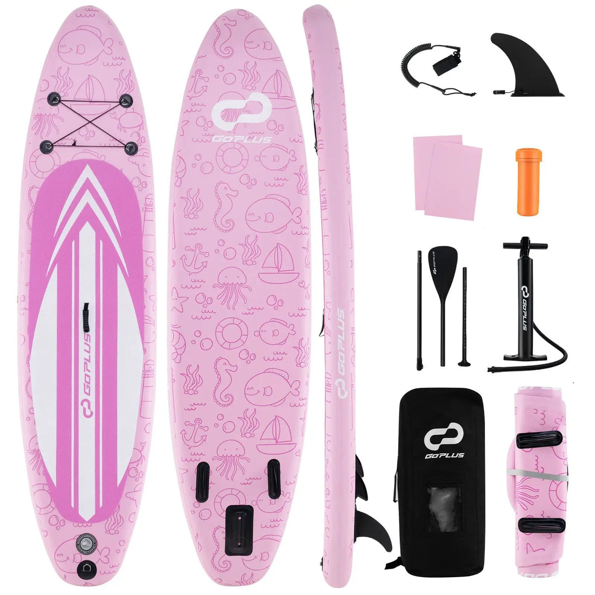 Inflatable Stand up Paddle Board iSUP Board Accessories with 3 Fins and Backpack by DirectDeals