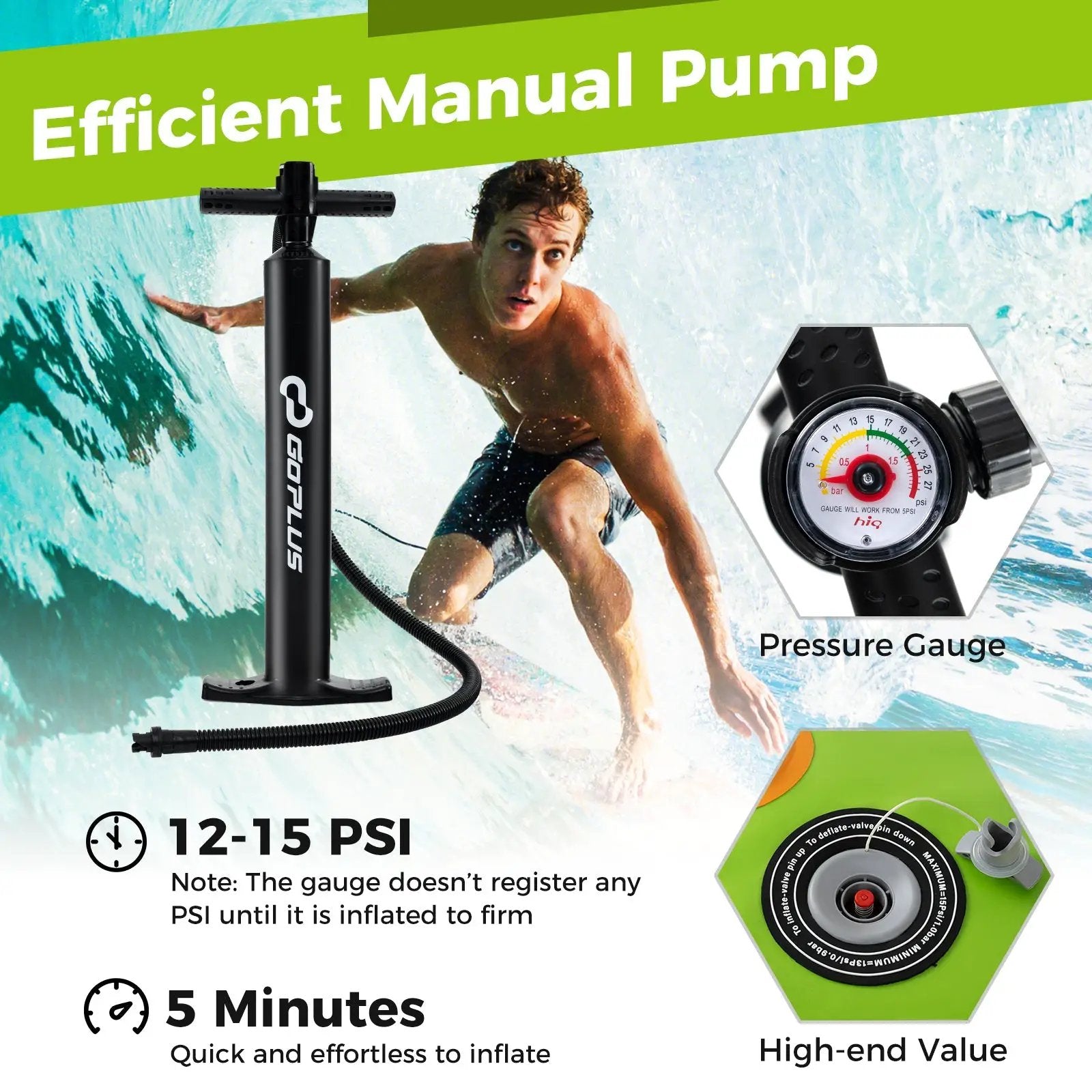 Inflatable Stand up Paddle Board iSUP Board Accessories with 3 Fins by DirectDeals