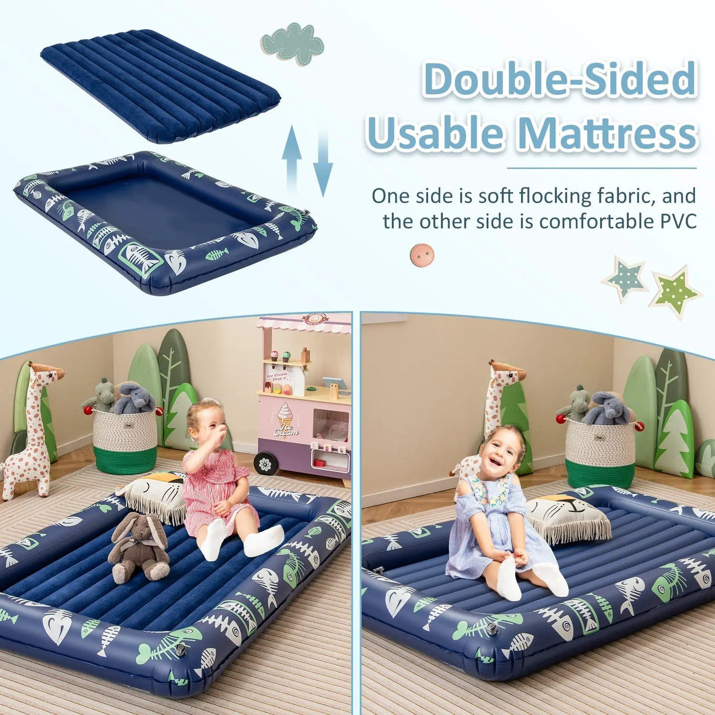 Inflatable Toddler Travel Bed with Electric Pump and Raised Bed Rails by DirectDeals