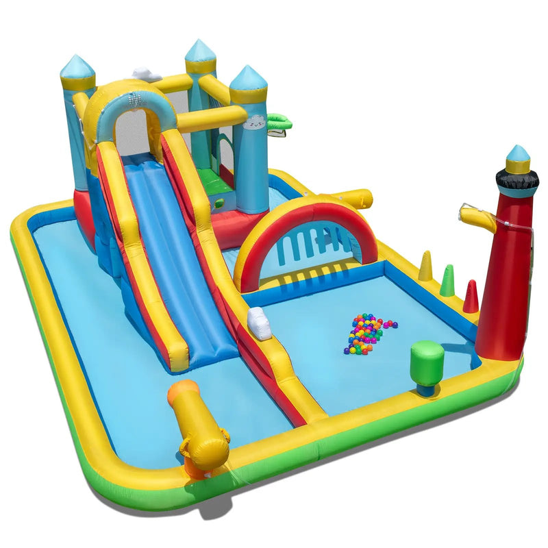 Inflatable Water Slide Giant Water Park with Long Slide Jumping Area by DirectDeals