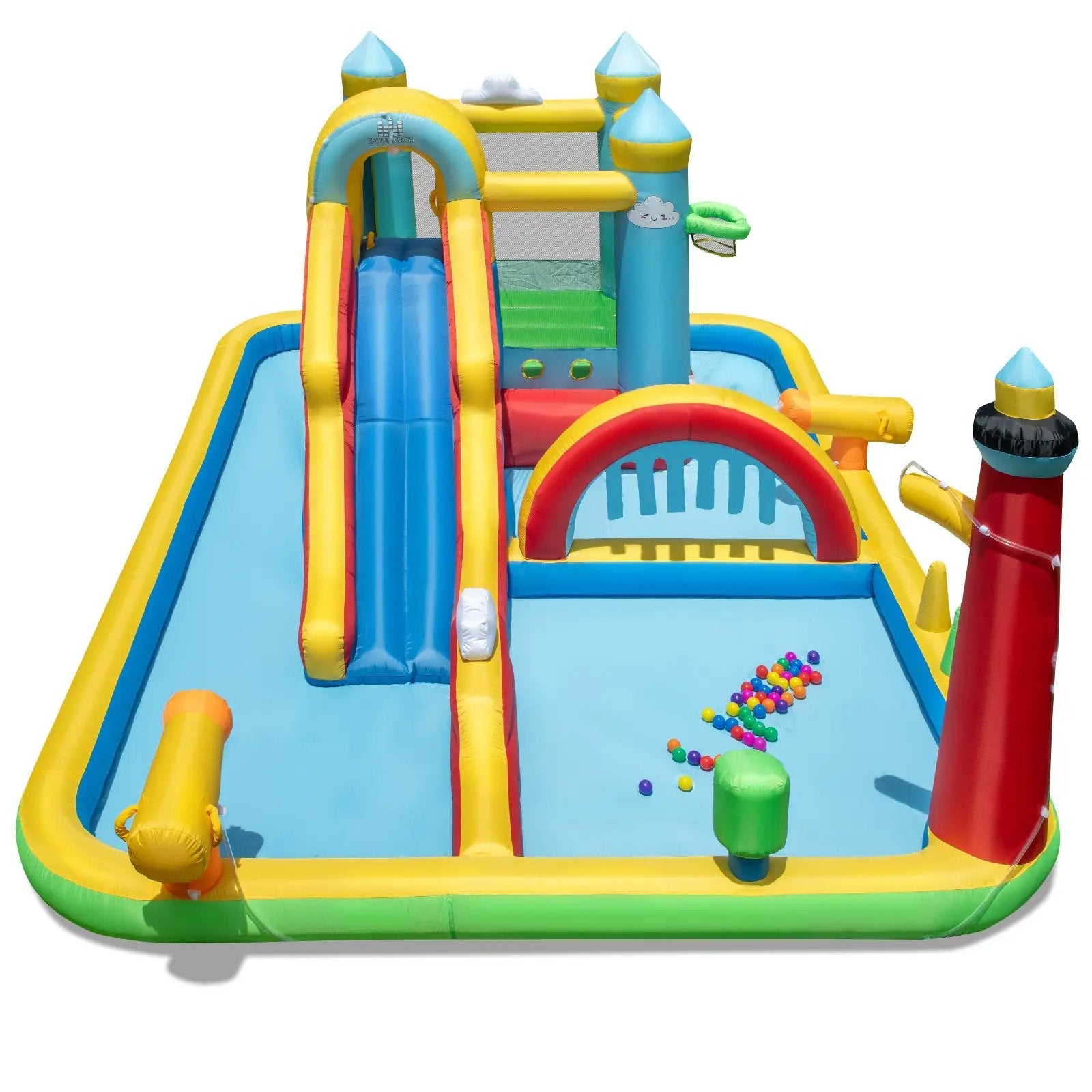 Inflatable Water Slide Giant Water Park with Long Slide Jumping Area by DirectDeals