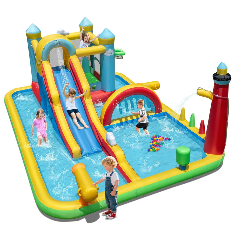 Inflatable Water Slide Giant Water Park with Long Slide Jumping Area by DirectDeals