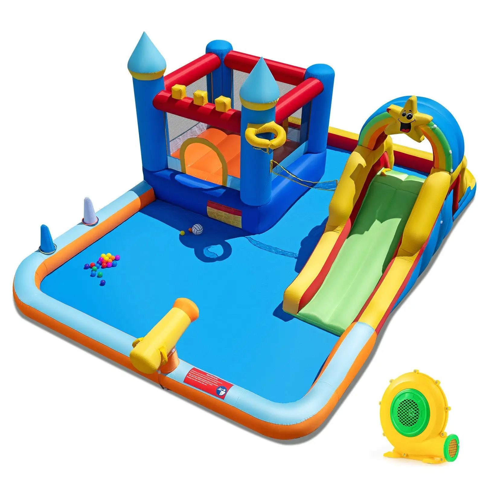 Inflatable Water Slide Park Bouncy Castle with Climbing Wall with Blower by DirectDeals