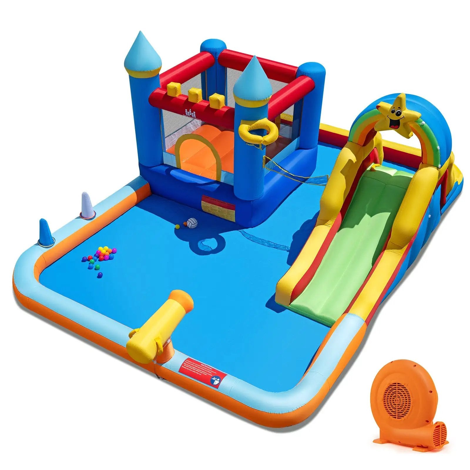 Inflatable Water Slide Park Bouncy Castle with Climbing Wall with 750W Blower by DirectDeals