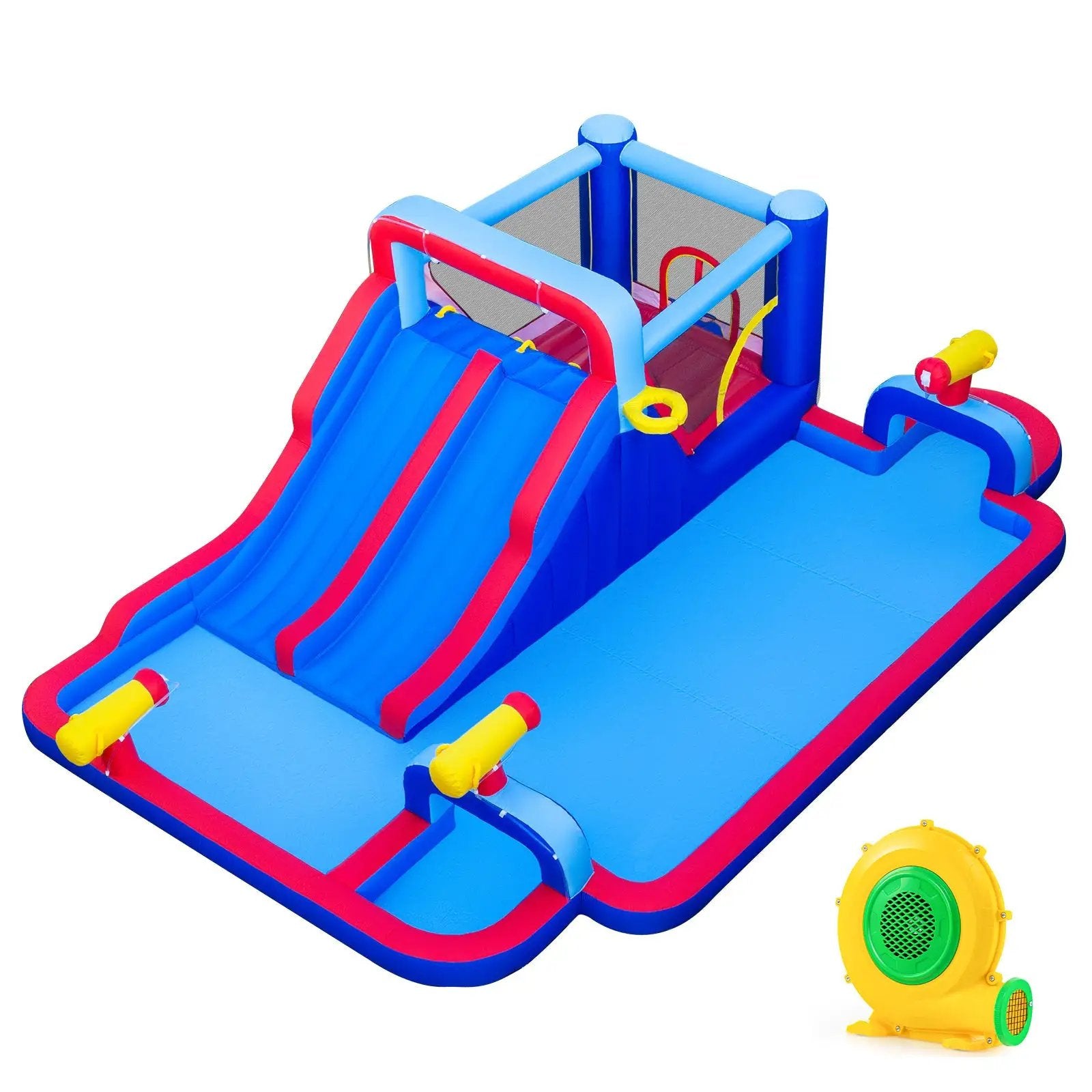 Inflatable Water Slide Park Giant Bounce House with Double Slides with 750W blower by DirectDeals
