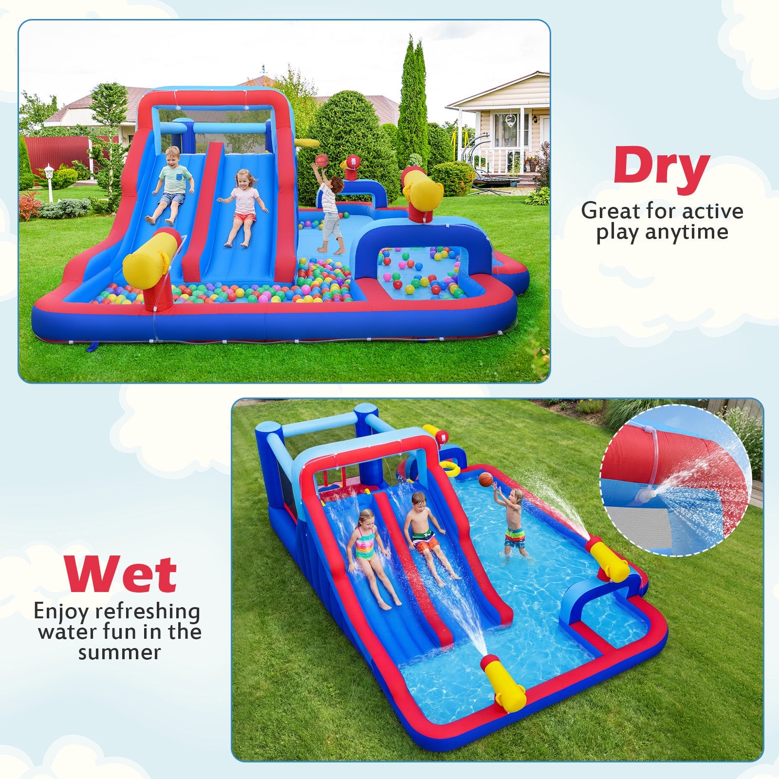 Inflatable Water Slide Park for Kids Backyard Outdoor Fun (without Blower) by DirectDeals