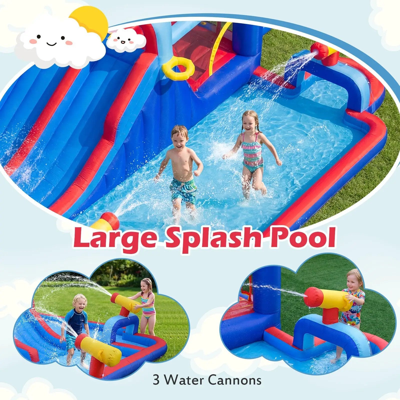 Inflatable Water Slide Park for Kids Backyard Outdoor Fun (without Blower) by DirectDeals