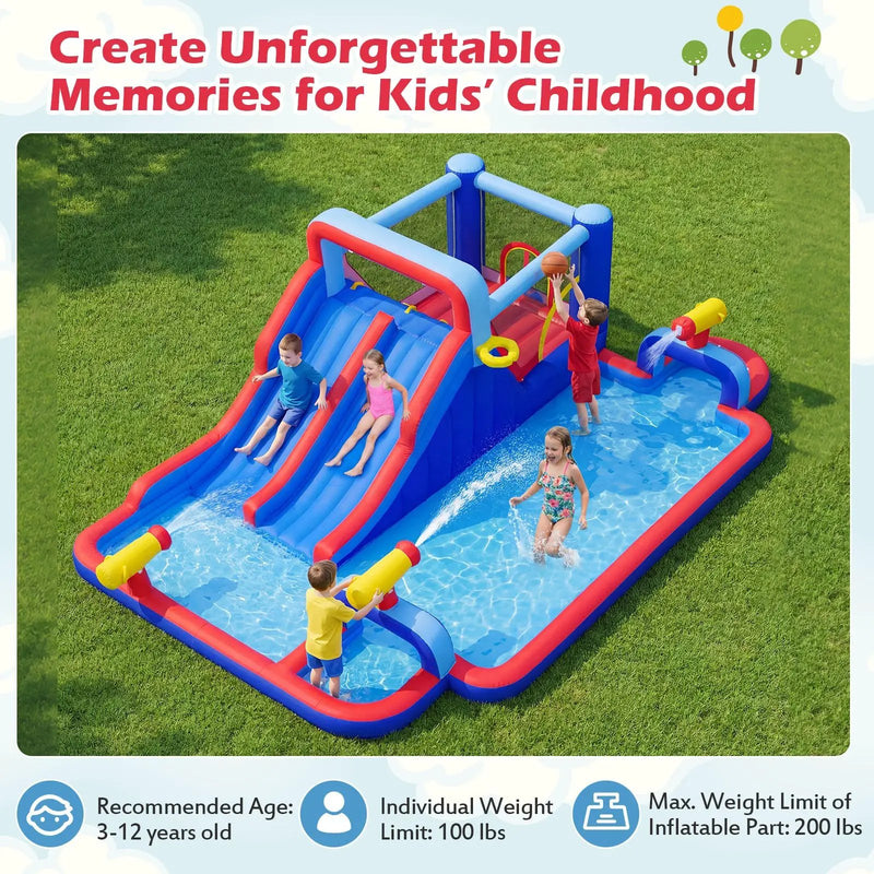 Inflatable Water Slide Park for Kids Backyard Outdoor Fun (without Blower) by DirectDeals
