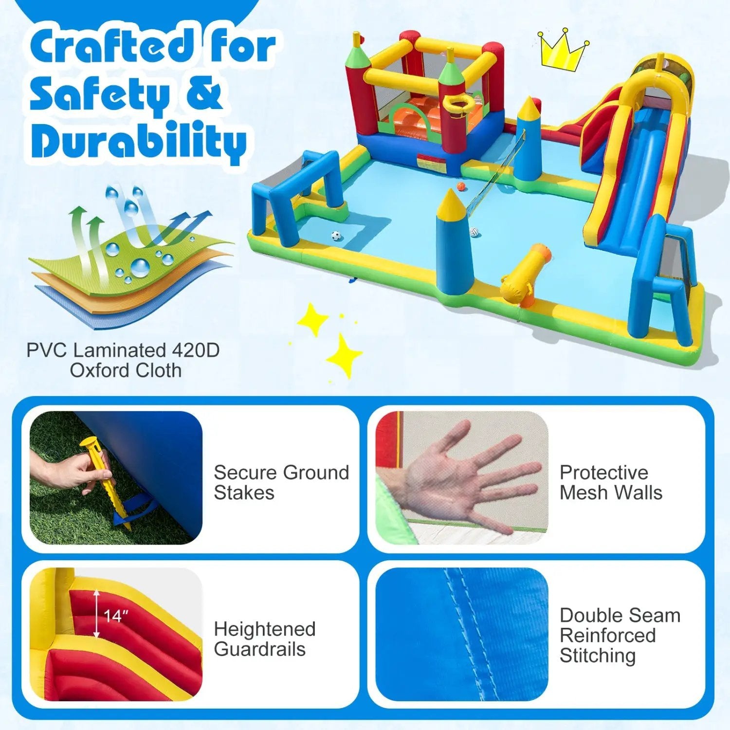 Inflatable Water Slide Bounce House 9-in by DirectDeals
