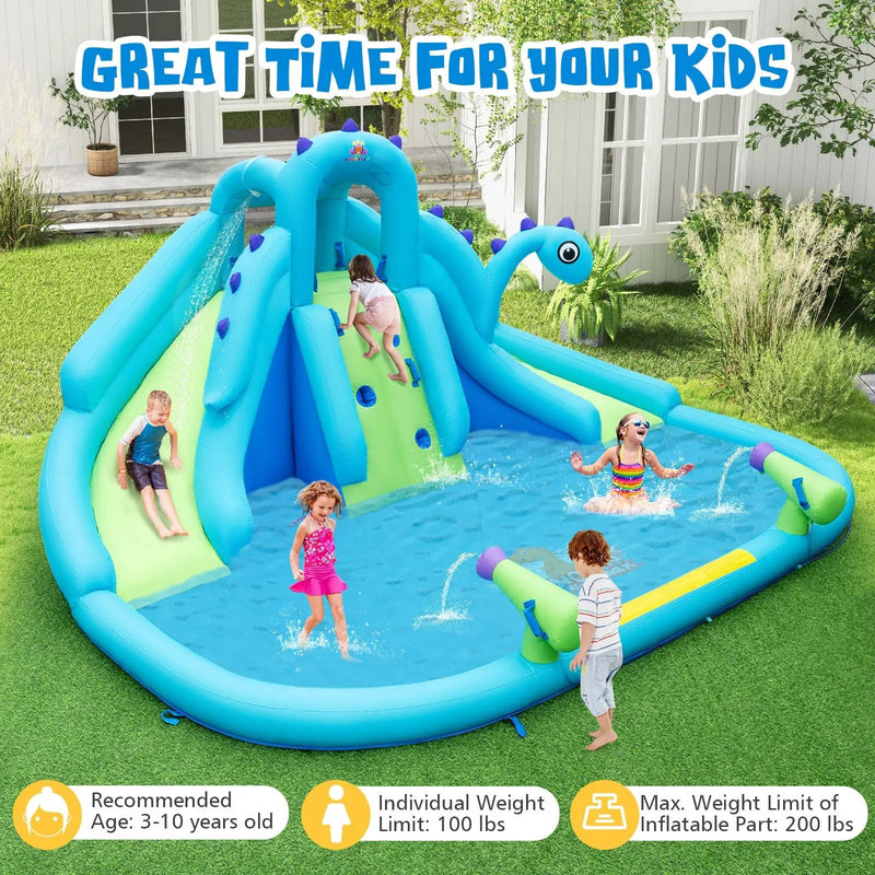 Inflatable Water Slide with Dual Slides and Large Splash Pool and Carry Bag (with 584W Blower) by DirectDeals