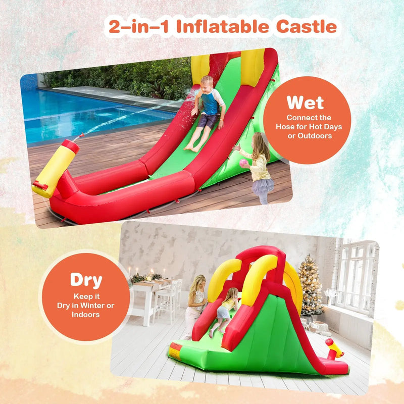 Inflatable Water Slide Bounce House with Climbing Wall and Jumper with 380W Blower by DirectDeals