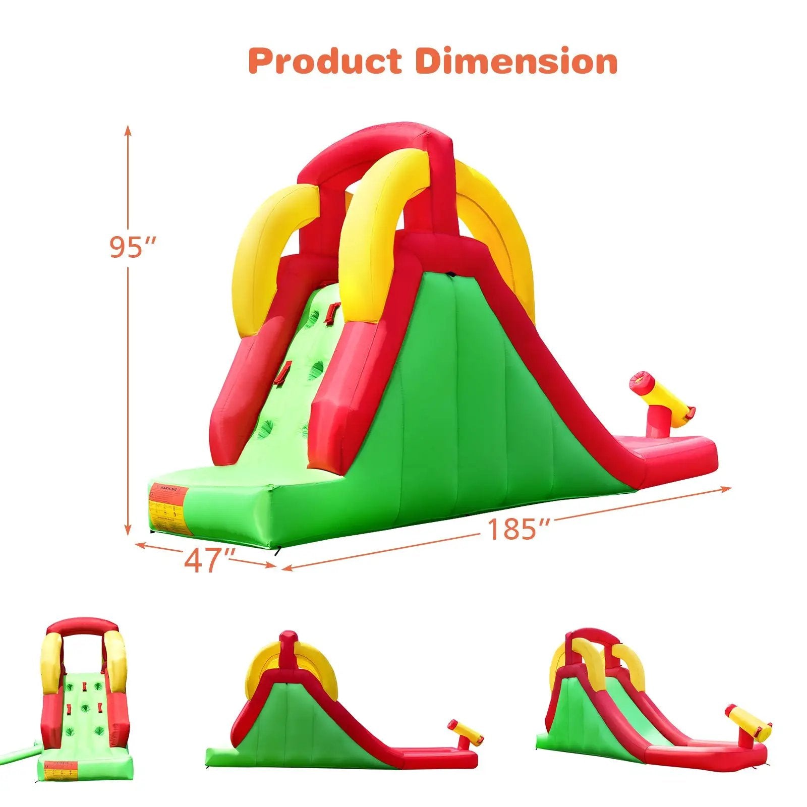Inflatable Water Slide Bounce House with Climbing Wall and Jumper with 380W Blower by DirectDeals