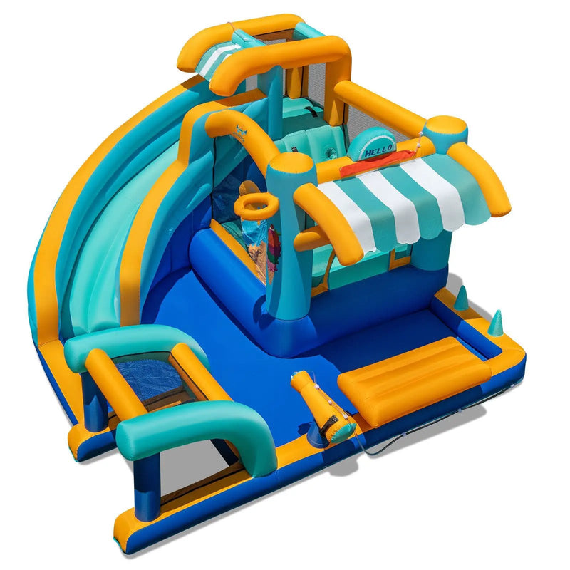 Inflatable Water Slide Bounce House Kids Jump Castle with Water Cannon by DirectDeals