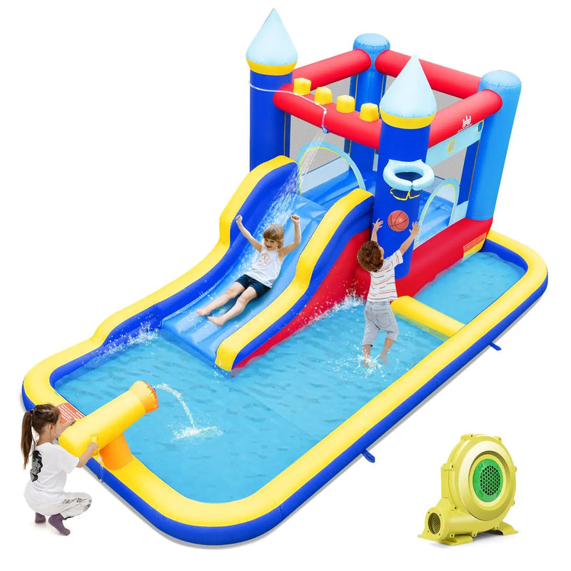 Inflatable Water Slide Bounce House with 680W Blower and 2 Pools by DirectDeals
