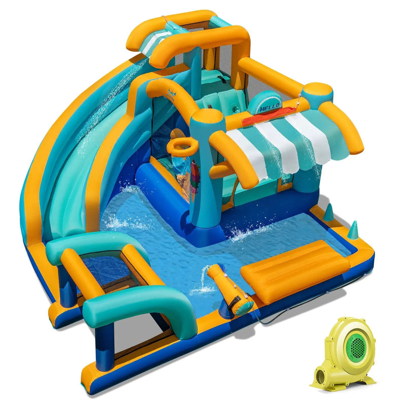 Inflatable Water Slide Bounce House Kids Jump Castle with 735W Blower by DirectDeals