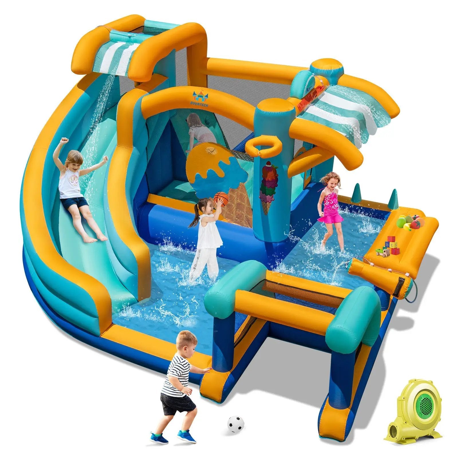 Inflatable Water Slide Bounce House Kids Jump Castle with 735W Blower by DirectDeals