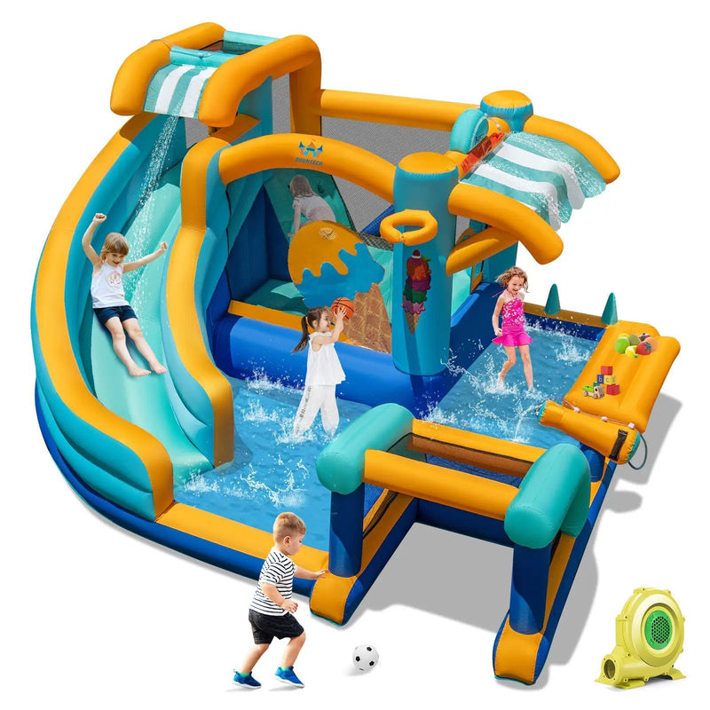 Inflatable Water Slide Bounce House Kids Jump Castle with 735W Blower by DirectDeals
