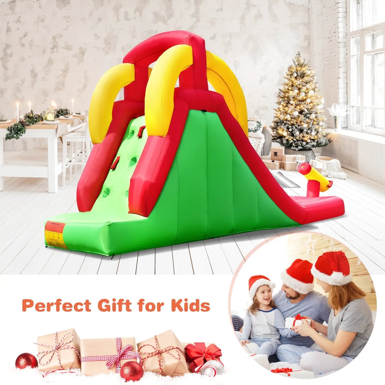Inflatable Water Slide Bounce House with Climbing Wall Jumper and 480W Blower by DirectDeals