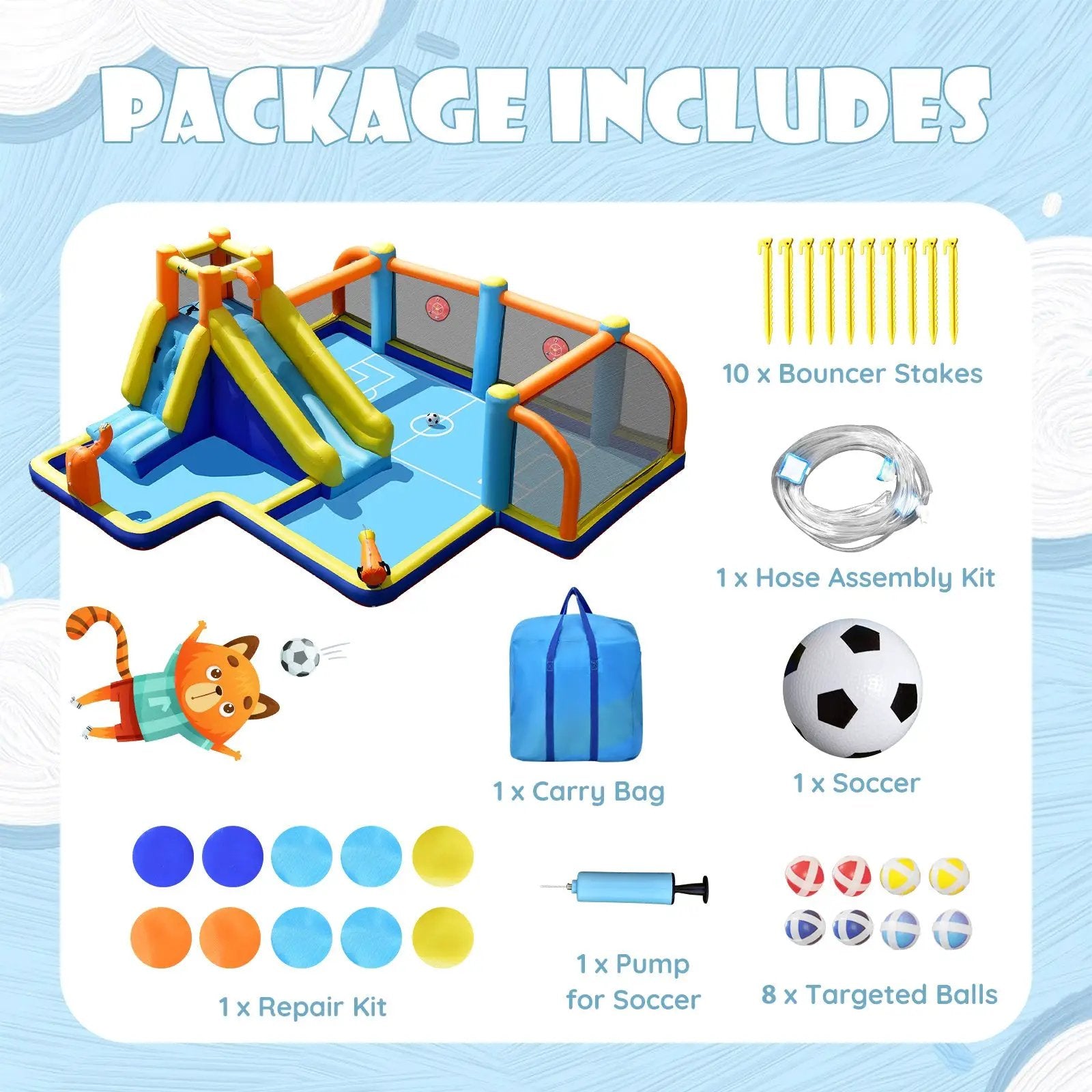 Giant Soccer Themed Inflatable Water Slide Bouncer with Splash Pool without Blower by DirectDeals