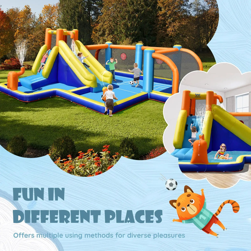 Giant Soccer Themed Inflatable Water Slide Bouncer with Splash Pool without Blower by DirectDeals