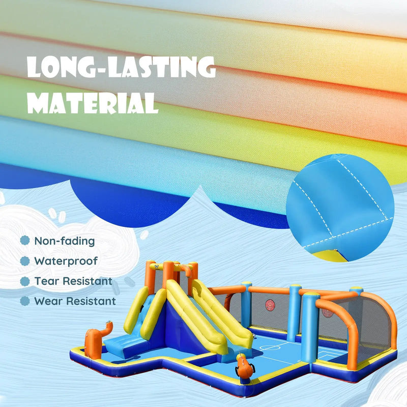 Giant Soccer Themed Inflatable Water Slide Bouncer with Splash Pool without Blower by DirectDeals