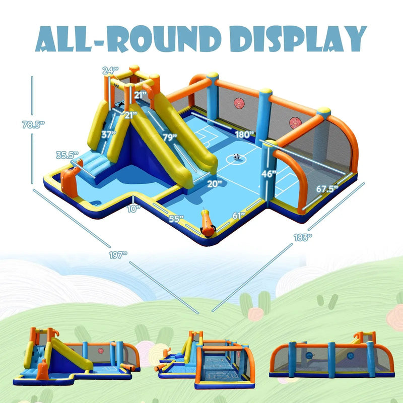 Giant Soccer Themed Inflatable Water Slide Bouncer with Splash Pool without Blower by DirectDeals