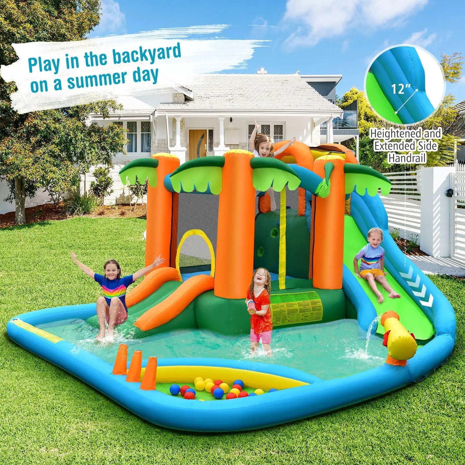 Inflatable Water Slide Park with Upgraded Handrail without Blower by DirectDeals