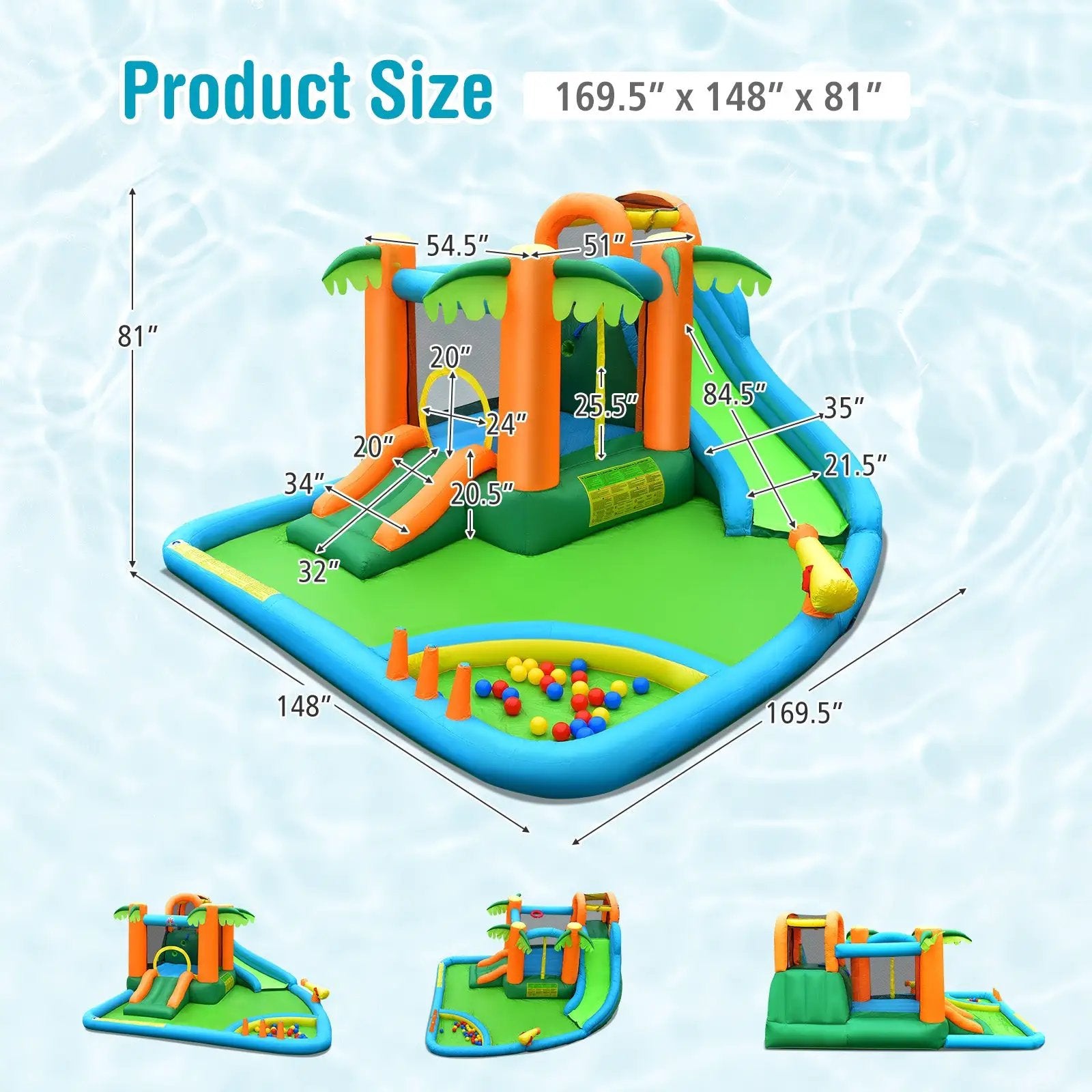 Inflatable Water Slide Park with Upgraded Handrail without Blower by DirectDeals