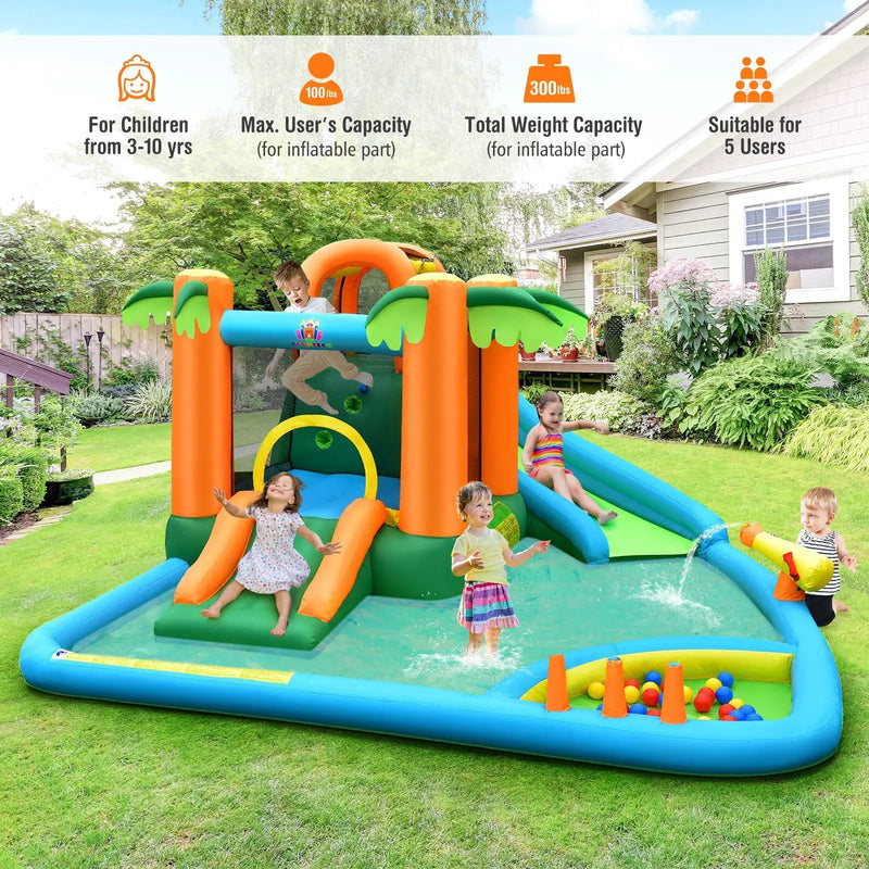 7-in-1 Inflatable Water Slide Park with 780W Blower by DirectDeals
