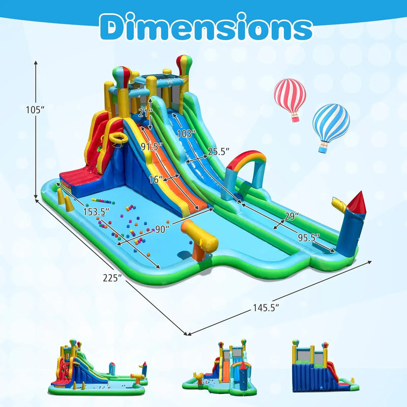 Inflatable Water Slide Park Giant Bounce House with 750W Blower by DirectDeals