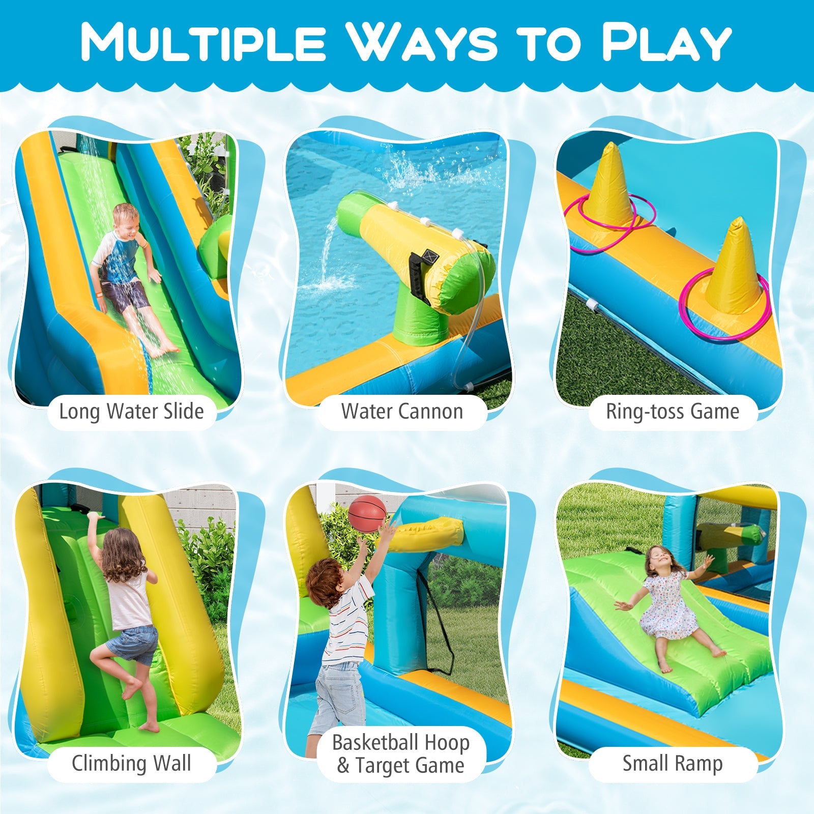 Inflatable Water Slide Tropical Theme Dual Slide Aqua Park with 735W Blower by DirectDeals