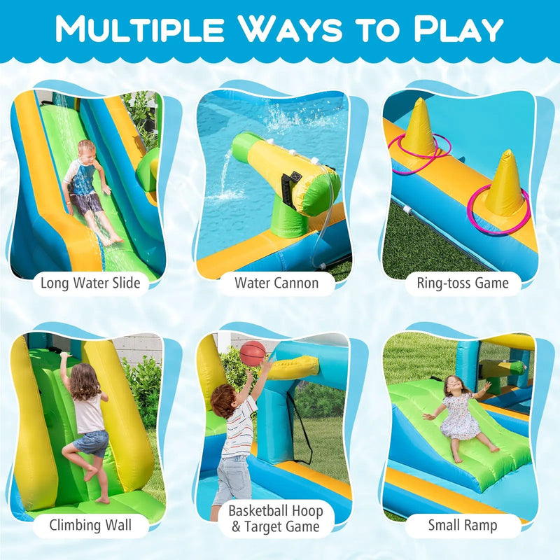Inflatable Water Slide Tropical Theme Dual Slide Aqua Park with 750W Blower by DirectDeals