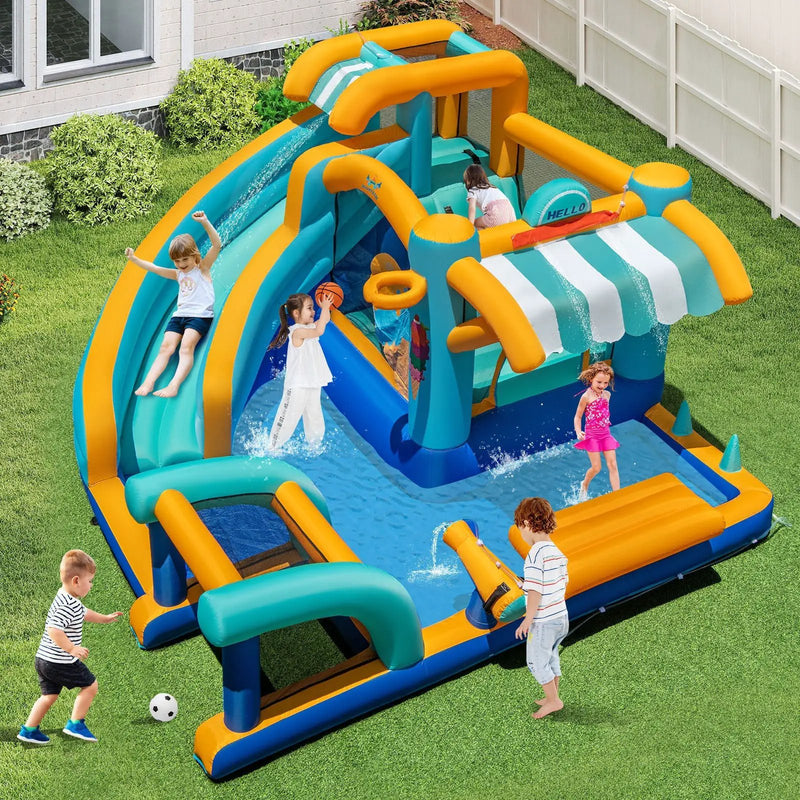 Inflatable Water Slide Bounce House Kids Jump Castle with 750W Blower by DirectDeals