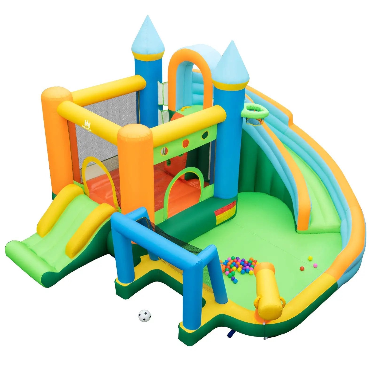 Inflatable Water Slide Blowup Bounce House with Dual Slides and Splash Pool (Without Blower) by DirectDeals