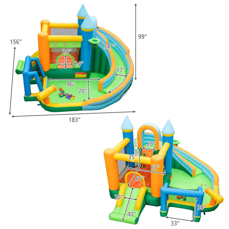 Inflatable Water Slide Blowup Bounce House with Dual Slides and Splash Pool (Without Blower) by DirectDeals