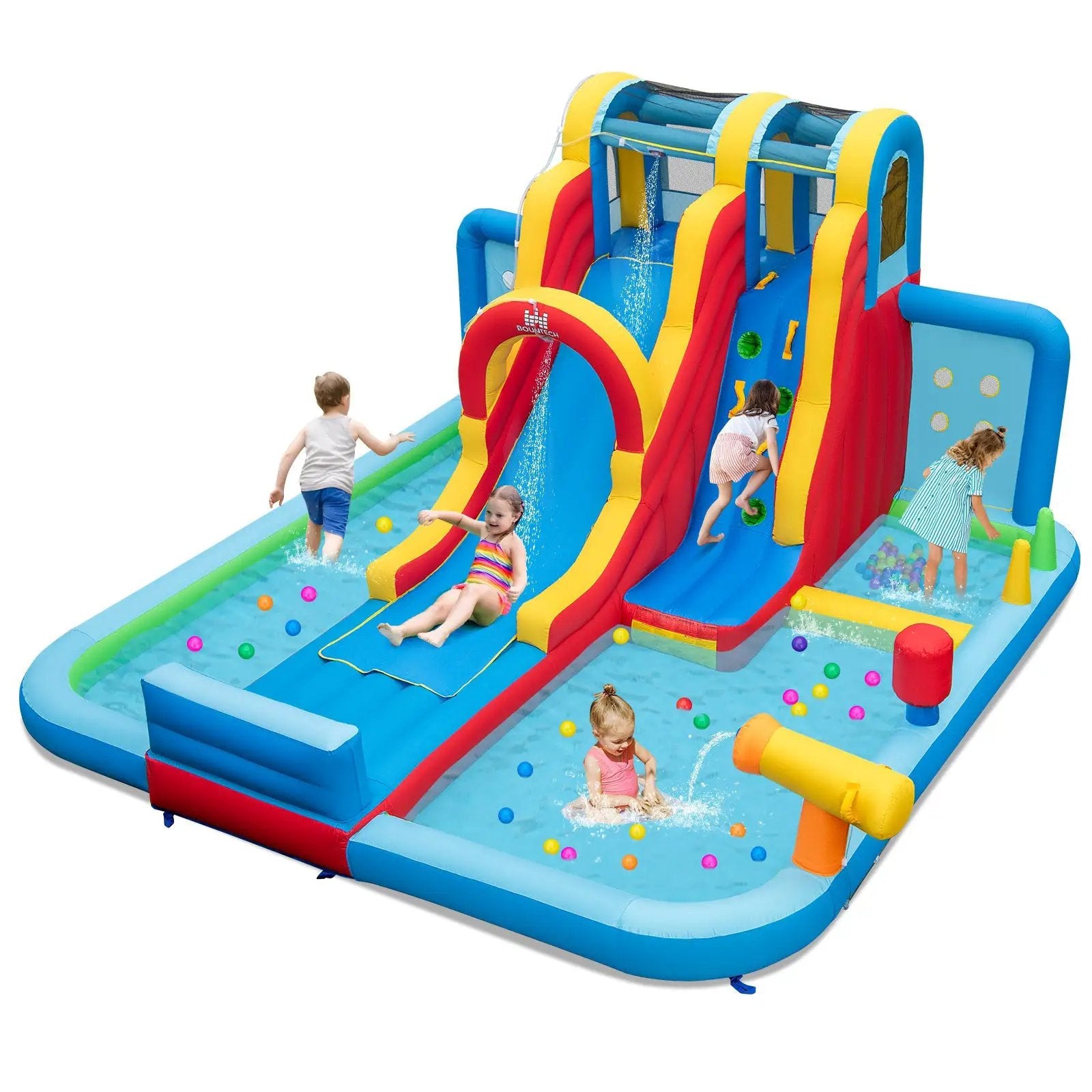 Inflatable Water Slide Water Park with Long Slide and Splash Pools and Ball Pit without Blower by DirectDeals