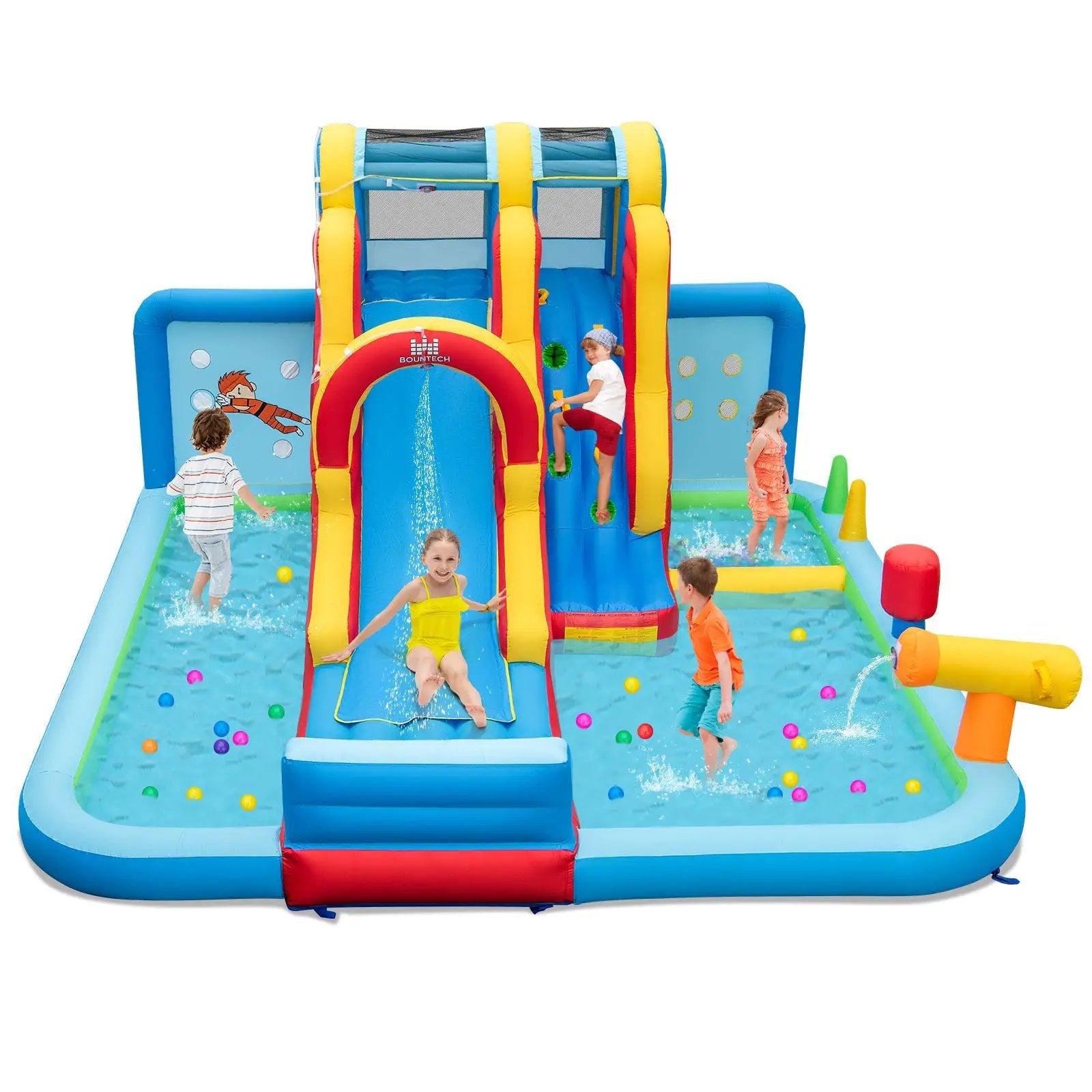 Inflatable Water Slide Water Park with Long Slide and Splash Pools and Ball Pit without Blower by DirectDeals