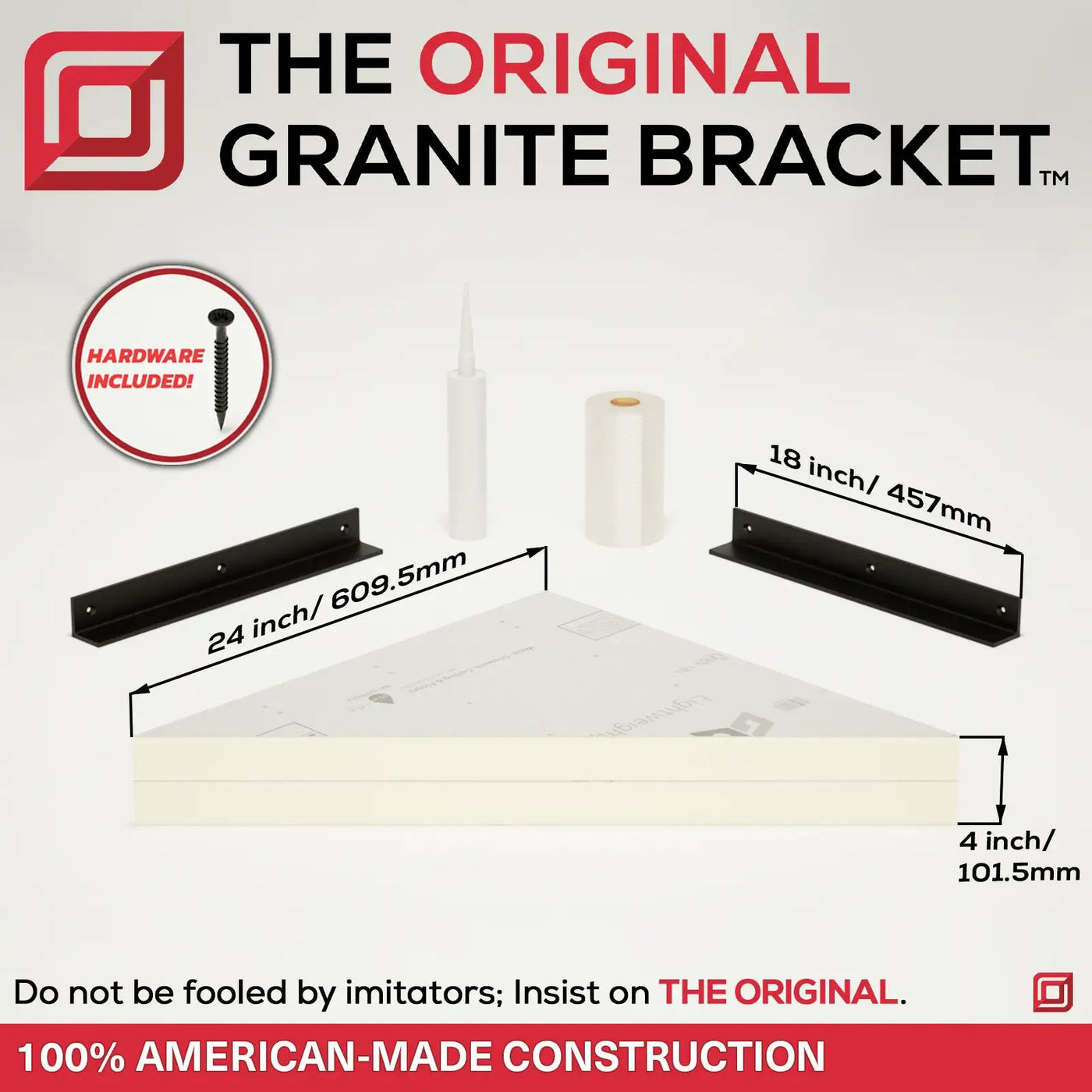 The Original Floating Corner Shower Bench Kit™ with GoBoard® by The Original Granite Bracket